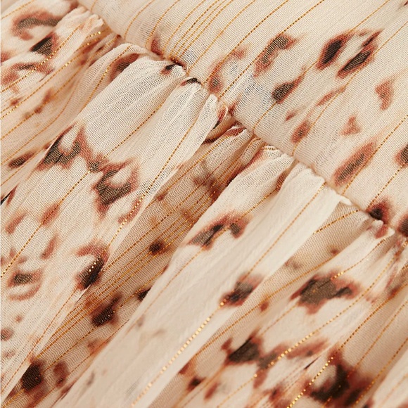 Rachel Zoe Metallic Print Ruffle One Shoulder Tiered Maxi Dress - Picture 5 of 6